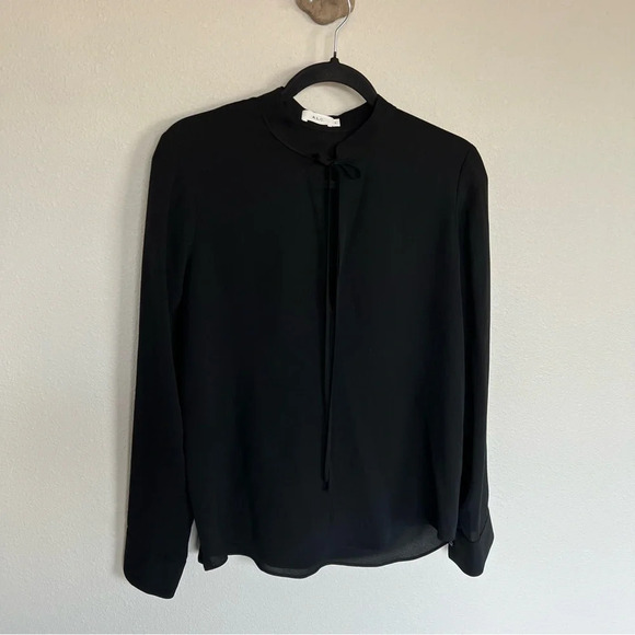 NWOT A.L.C. Danielle Long Sleeve Silk Blouse Black Tie Neck Casual Women’s 6 - Picture 2 of 11